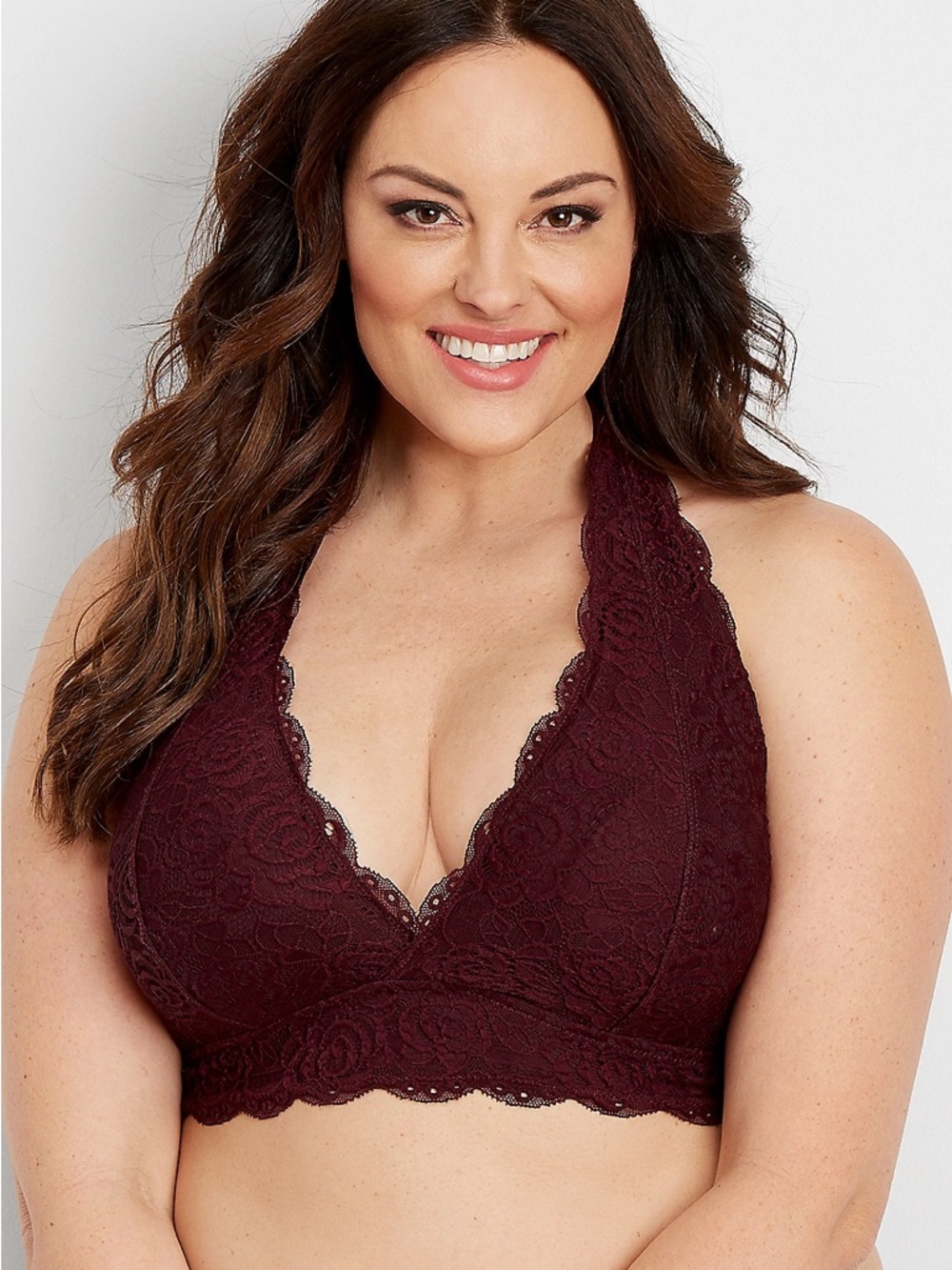 Maurices Lace Halter Bralette in Burgundy
